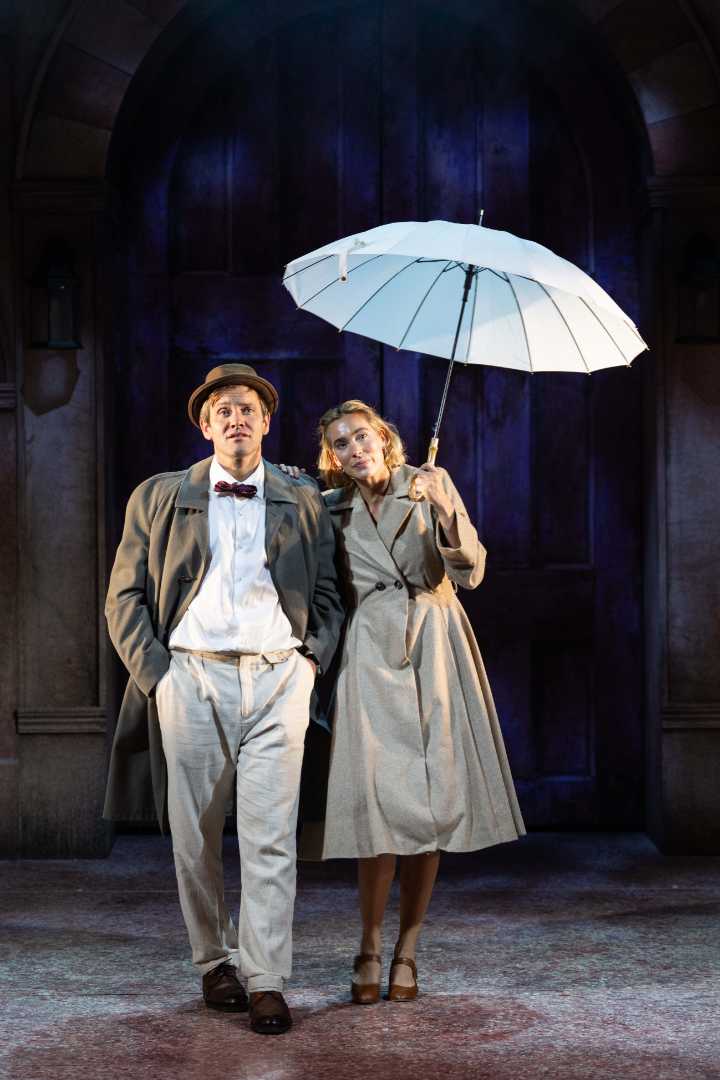 Jack Ashton and Jodie Steele in Our Man in Havana at Theatre Royal Windsor.