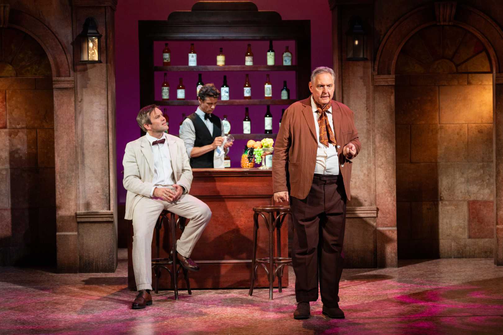 Jack Ashton, Leon Ockenden and Bob Barrett in Our Man in Havana at Theatre Royal Windsor.