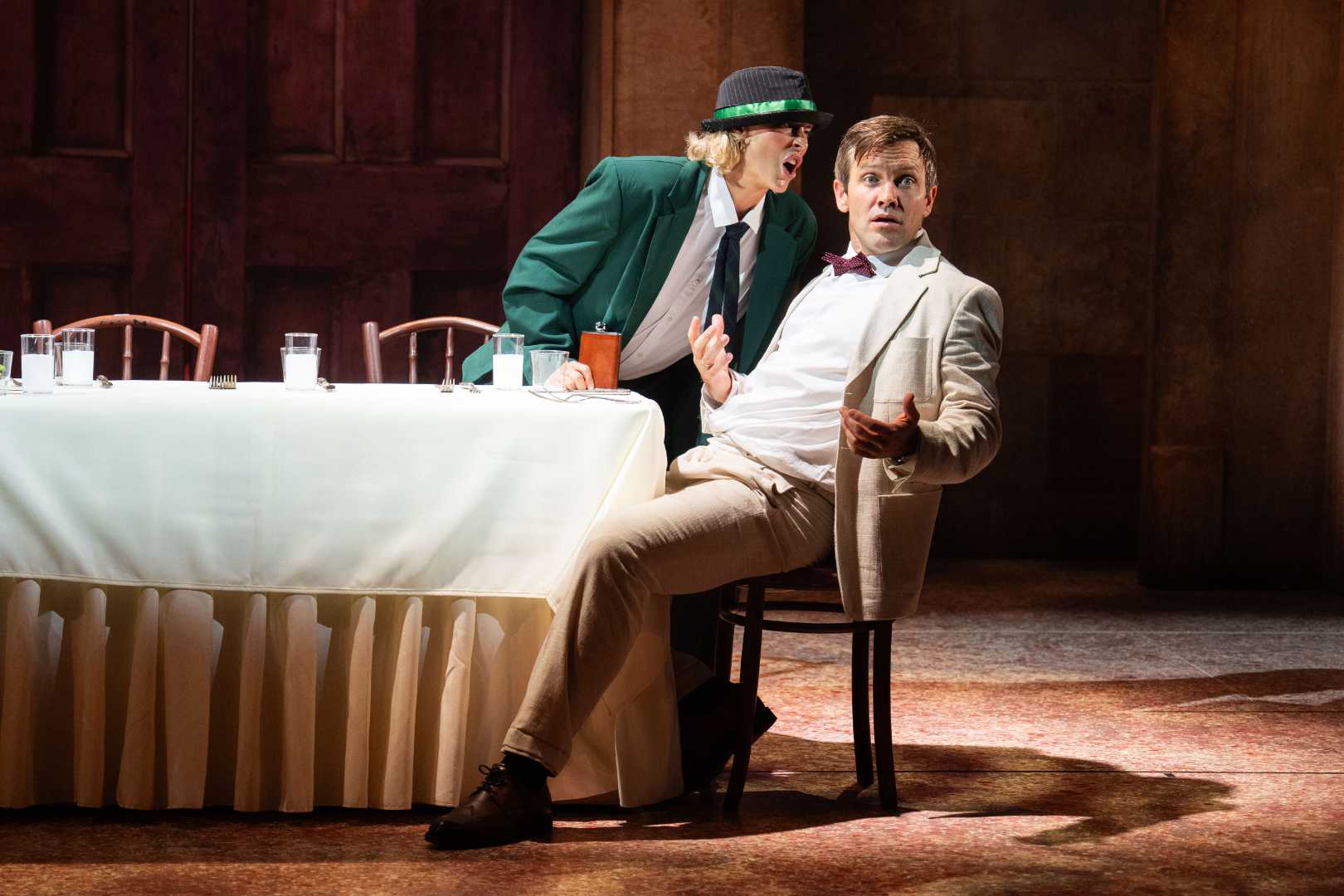 Jodie Steele and Jack Ashton in Our Man in Havana at Theatre Royal Windsor.