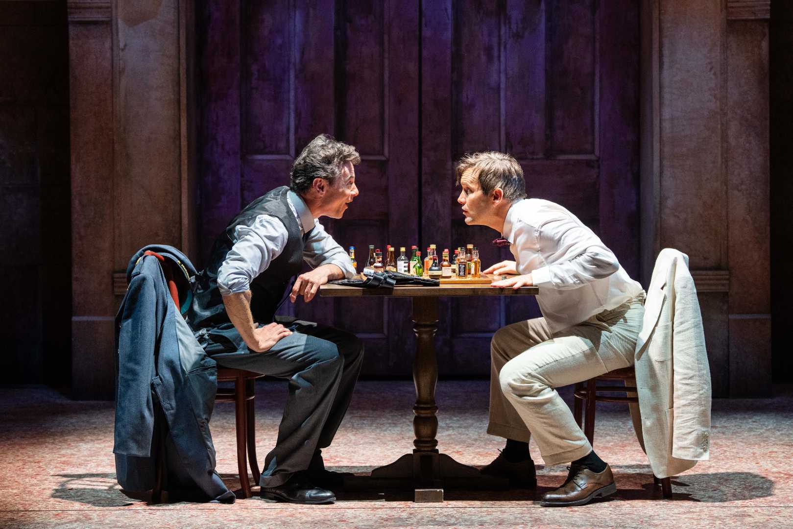 Leon Ockenden and Jack Ashton in Our Man in Havana at Theatre Royal Windsor.