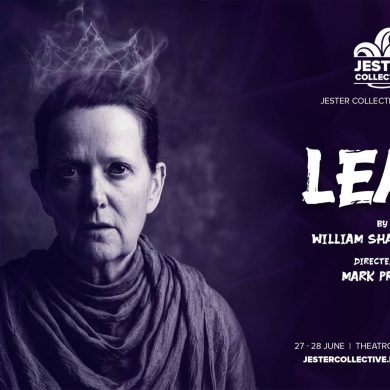 Erin Costello as Lear in Jester Collective’s Lear at Theatro Technis